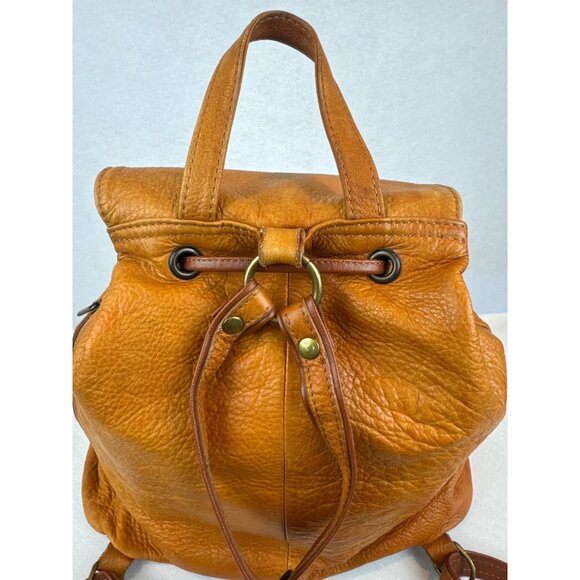 Vintage Italian Leather Backpack Brass Hardware Lots of Pockets Drawstring - Picture 7 of 16